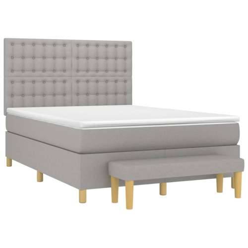 Krevet box spring s madracem svjetlosivi 140x200 cm od tkanine - Svjetlosiva 140 x 200 cm gumbi Cijena