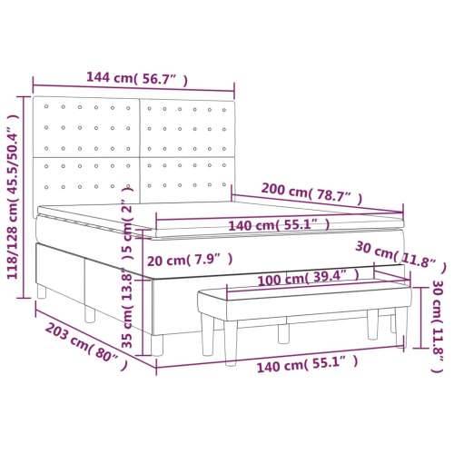 Krevet box spring s madracem svjetlosivi 140x200 cm od tkanine - Svjetlosiva 140 x 200 cm gumbi Cijena