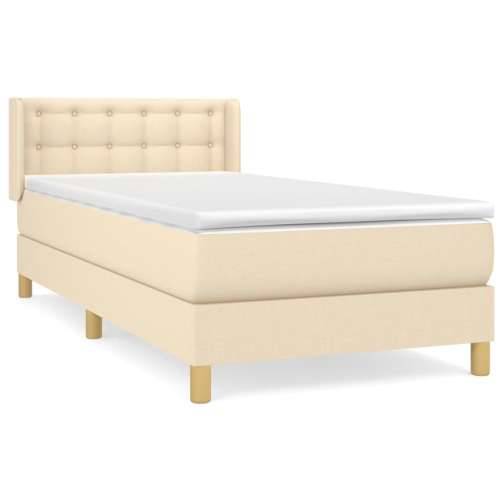 Krevet s oprugama i madracem krem 90 x 200 cm od tkanine - Krema 90 x 200 cm gumbi Cijena