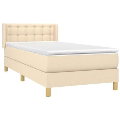 Krevet s oprugama i madracem krem 90 x 200 cm od tkanine - Krema 90 x 200 cm gumbi Cijena