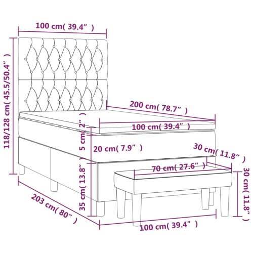 Krevet s oprugama i madracem svjetlosivi 100x200 cm od tkanine - Svjetlosiva 100 x 200 cm Dizajn s gumbima Cijena