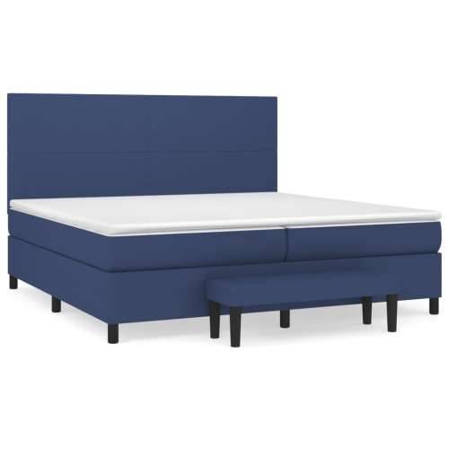 Krevet s oprugama i madracem plavi 200 x 200 cm od tkanine - Plava 200 x 200 cm Gladak dizajn Cijena