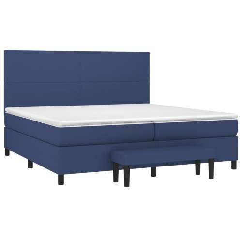 Krevet s oprugama i madracem plavi 200 x 200 cm od tkanine - Plava 200 x 200 cm Gladak dizajn Cijena