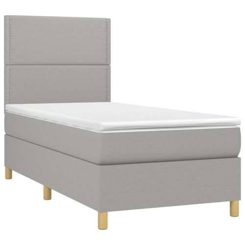 Krevet s oprugama i madracem svjetlosivi 100x200 cm od tkanine - Svjetlosiva 100 x 200 cm Obično s čavlima Cijena