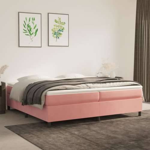 Krevet s oprugama i madracem ružičasti 200x200 cm baršunasti