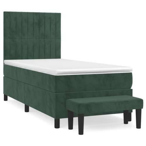 Box spring krevet s madracem tamnozeleni 90x200 cm baršunasti - Tamnozelena 90 x 200 cm Okomite pruge Cijena