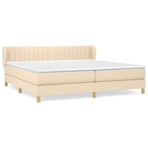 Krevet s oprugama i madracem krem 200 x 200 cm od tkanine - Krema 200 x 200 cm Okomite pruge Cijena