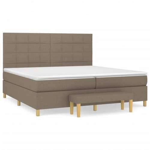 Krevet s oprugama i madracem smeđesivi 200x200 cm od tkanine - Sivo-smeđa 200 x 200 cm Blok s kvadratima Cijena