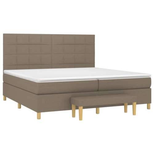 Krevet s oprugama i madracem smeđesivi 200x200 cm od tkanine - Sivo-smeđa 200 x 200 cm Blok s kvadratima Cijena