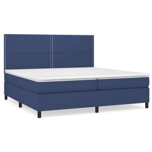 Krevet s oprugama i madracem plavi 200 x 200 cm od tkanine - Plava 200 x 200 cm Obično s čavlima Cijena