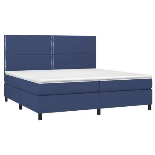 Krevet s oprugama i madracem plavi 200 x 200 cm od tkanine - Plava 200 x 200 cm Obično s čavlima Cijena