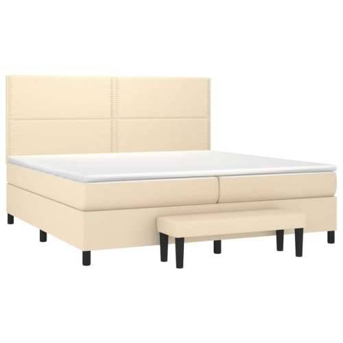 Krevet s oprugama i madracem krem 200 x 200 cm od tkanine - Krema 200 x 200 cm Obično s čavlima Cijena