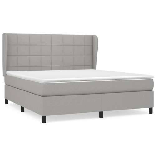 Krevet s oprugama i madracem svjetlosivi 180x200 cm od tkanine - Svjetlosiva 180 x 200 cm Blok s kvadratima Cijena