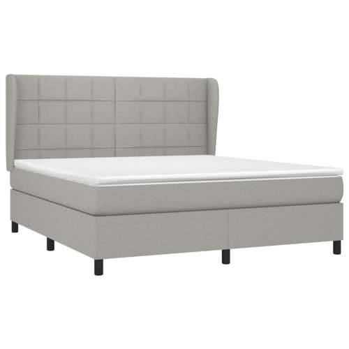 Krevet s oprugama i madracem svjetlosivi 180x200 cm od tkanine - Svjetlosiva 180 x 200 cm Blok s kvadratima Cijena