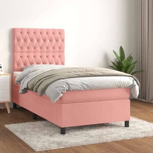 Box spring krevet s madracem ružičasti 90x200 cm baršunasti - Ružičasta 90 x 200 cm Dizajn s gumbima Cijena