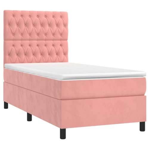 Box spring krevet s madracem ružičasti 90x200 cm baršunasti - Ružičasta 90 x 200 cm Dizajn s gumbima Cijena