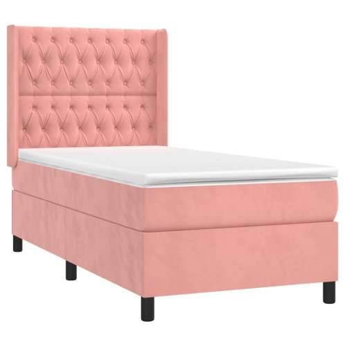 Box spring krevet s madracem ružičasti 90x200 cm baršunasti - Ružičasta 90 x 200 cm Dizajn s gumbima Cijena