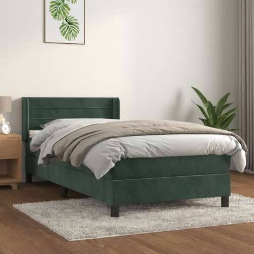 Box spring krevet s madracem tamnozeleni 100x200 cm baršunasti - Tamnozelena 100 x 200 cm vodoravne pruge Cijena
