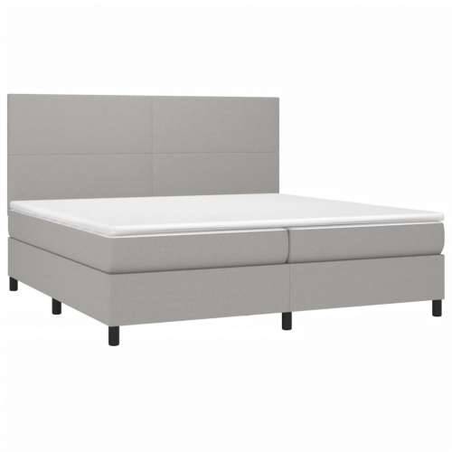 Krevet s oprugama i madracem svjetlosivi 200 x 200cm od tkanine - Svjetlosiva 200 x 200 cm Gladak dizajn Cijena