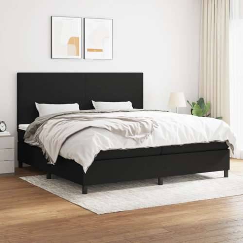 Krevet s oprugama i madracem crni 200x200 cm od tkanine - Crna 200 x 200 cm Gladak dizajn Cijena