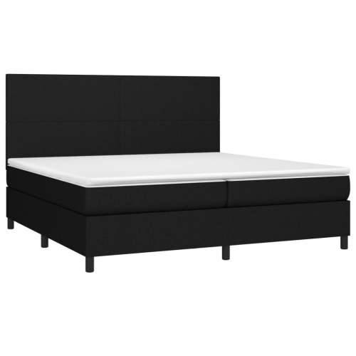 Krevet s oprugama i madracem crni 200x200 cm od tkanine - Crna 200 x 200 cm Gladak dizajn Cijena