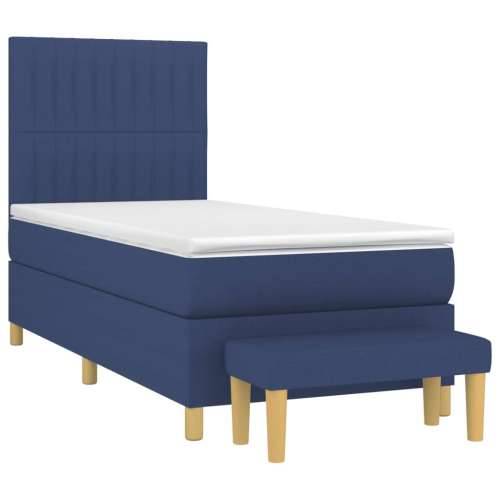 Krevet s oprugama i madracem plavi 90 x 190 cm od tkanine - Plava 90 x 190 cm Okomite pruge Cijena