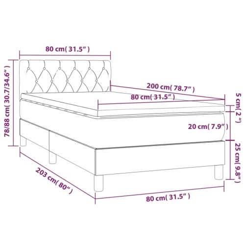 Okvir kreveta s oprugama i madrac krem 80x200 cm od tkanine - Krema 80 x 200 cm Dizajn s gumbima Cijena