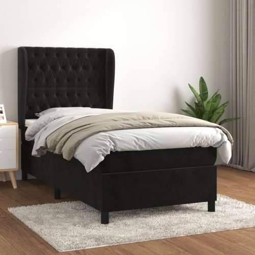 Box spring krevet s madracem crni 90x200 cm baršunasti - Crna 90 x 200 cm Dizajn s gumbima Cijena