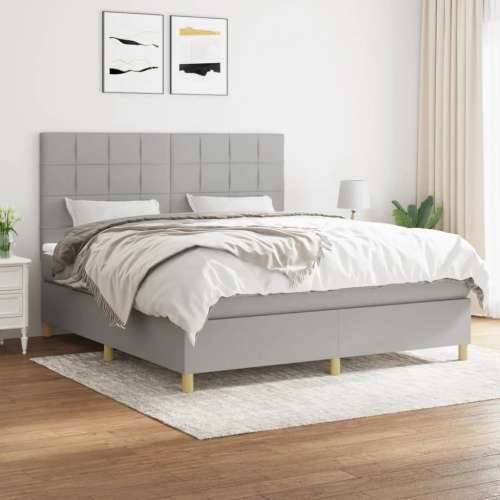 Krevet box spring s madracem svjetlosiva 160x200 cm tkanina - Svjetlosiva 160 x 200 cm Blok s kvadratima Cijena