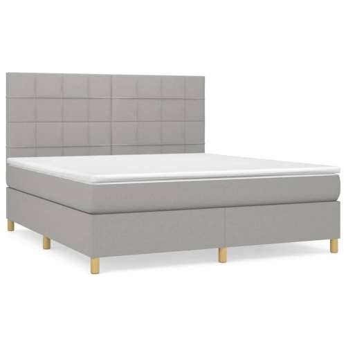 Krevet box spring s madracem svjetlosiva 160x200 cm tkanina - Svjetlosiva 160 x 200 cm Blok s kvadratima Cijena