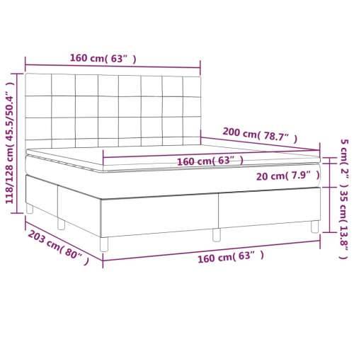 Krevet box spring s madracem svjetlosiva 160x200 cm tkanina - Svjetlosiva 160 x 200 cm Blok s kvadratima Cijena