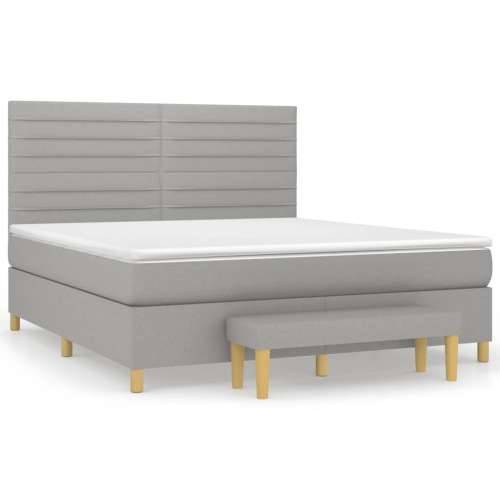 Krevet box spring s madracem svjetlosiva 160x200 cm tkanina - Svjetlosiva 160 x 200 cm vodoravne pruge Cijena