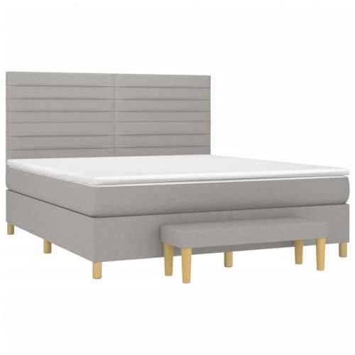 Krevet box spring s madracem svjetlosiva 160x200 cm tkanina - Svjetlosiva 160 x 200 cm vodoravne pruge Cijena