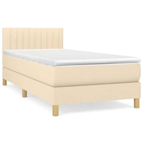 Krevet s oprugama i madracem krem 90 x 200 cm od tkanine - Krema 90 x 200 cm Okomite pruge Cijena