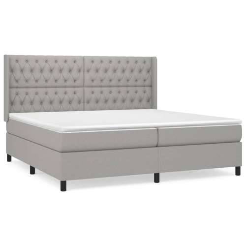 Krevet s oprugama i madracem svjetlosivi 200 x 200cm od tkanine - Svjetlosiva 200 x 200 cm Dizajn s gumbima Cijena