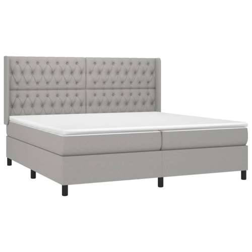 Krevet s oprugama i madracem svjetlosivi 200 x 200cm od tkanine - Svjetlosiva 200 x 200 cm Dizajn s gumbima Cijena