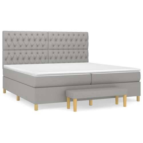 Krevet s oprugama i madracem svjetlosivi 200 x 200cm od tkanine - Svjetlosiva 200 x 200 cm Dizajn s gumbima Cijena