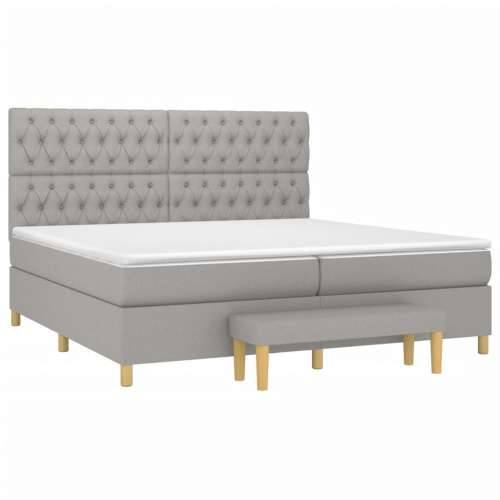 Krevet s oprugama i madracem svjetlosivi 200 x 200cm od tkanine - Svjetlosiva 200 x 200 cm Dizajn s gumbima Cijena