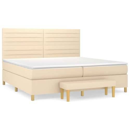 Krevet s oprugama i madracem krem 200 x 200 cm od tkanine - Krema 200 x 200 cm vodoravne pruge Cijena