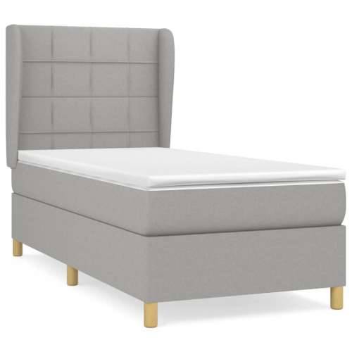 Okvir kreveta s oprugama i madrac svjetlosivi 90x200cm tkanina - Svjetlosiva 90 x 200 cm Blok s kvadratima Cijena