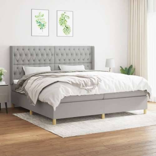 Krevet s oprugama i madracem svjetlosivi 200 x 200cm od tkanine - Svjetlosiva 200 x 200 cm Dizajn s gumbima Cijena