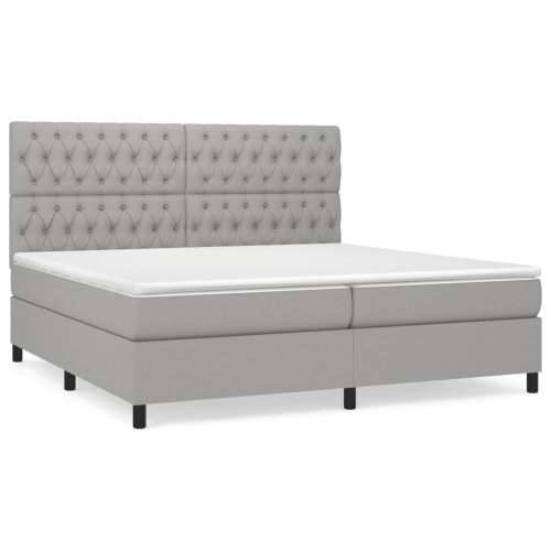 Krevet s oprugama i madracem svjetlosivi 200 x 200cm od tkanine - Svjetlosiva 200 x 200 cm Dizajn s gumbima Cijena