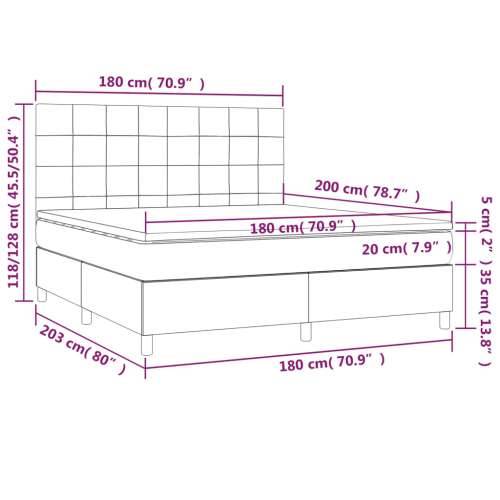 Krevet s oprugama i madracem svjetlosivi 180x200 cm od tkanine - Svjetlosiva 180 x 200 cm Blok s kvadratima Cijena