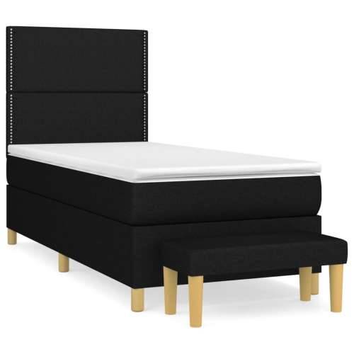 Krevet s oprugama i madracem crni 90x200 cm od tkanine - Crna 90 x 200 cm Obično s čavlima Cijena