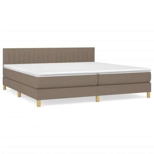 Krevet s oprugama i madracem smeđesivi 200x200 cm od tkanine - Sivo-smeđa 200 x 200 cm Okomite pruge Cijena