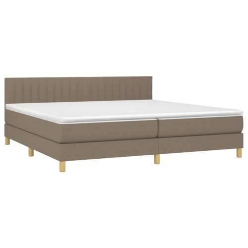 Krevet s oprugama i madracem smeđesivi 200x200 cm od tkanine - Sivo-smeđa 200 x 200 cm Okomite pruge Cijena