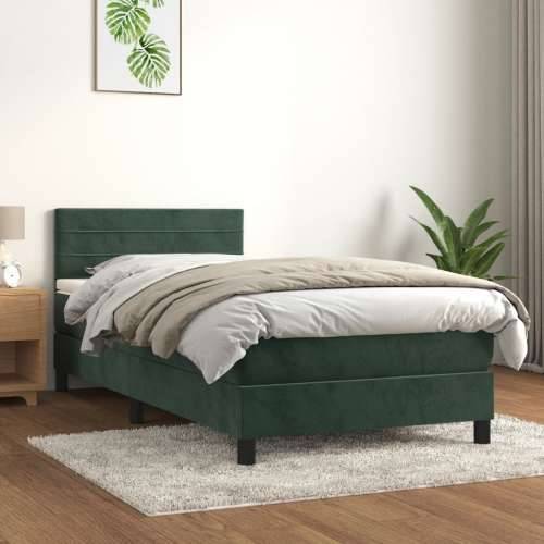 Box spring krevet s madracem tamnozeleni 100x200 cm baršunasti - Tamnozelena 100 x 200 cm vodoravne pruge Cijena