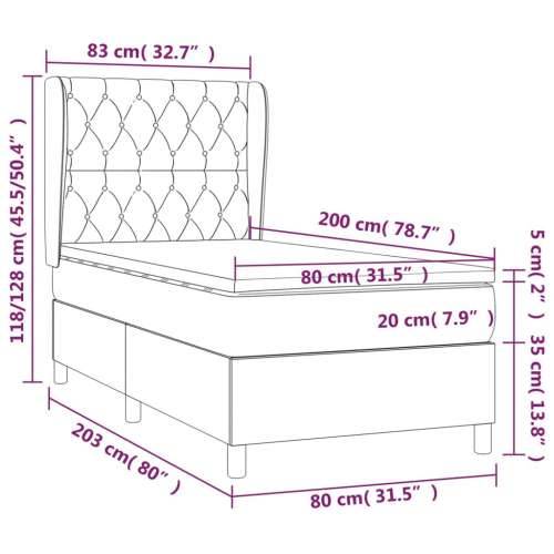 Okvir kreveta s oprugama i madrac svjetlosivi 80x200cm tkanina - Svjetlosiva 80 x 200 cm Dizajn s gumbima Cijena