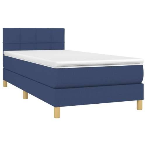 Krevet s oprugama i madracem plavi 90 x 200 cm od tkanine - Plava 90 x 200 cm Blok s kvadratima Cijena