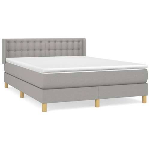 Krevet s oprugama i madracem svjetlosivi 140x190 cm od tkanine - Svjetlosiva 140 x 190 cm gumbi Cijena